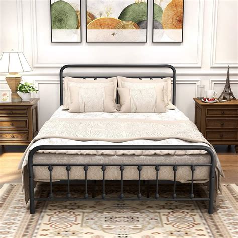 queen size metal box frame|strong metal bed frame queen.